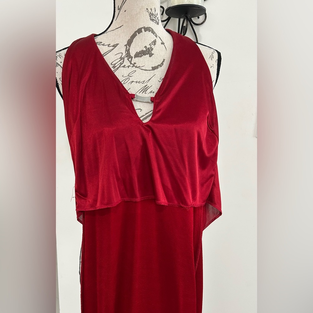 Cache Red Halter Maxi Dress with Sparkle Stretch Open Back. Size 6 - Picture 5 of 6